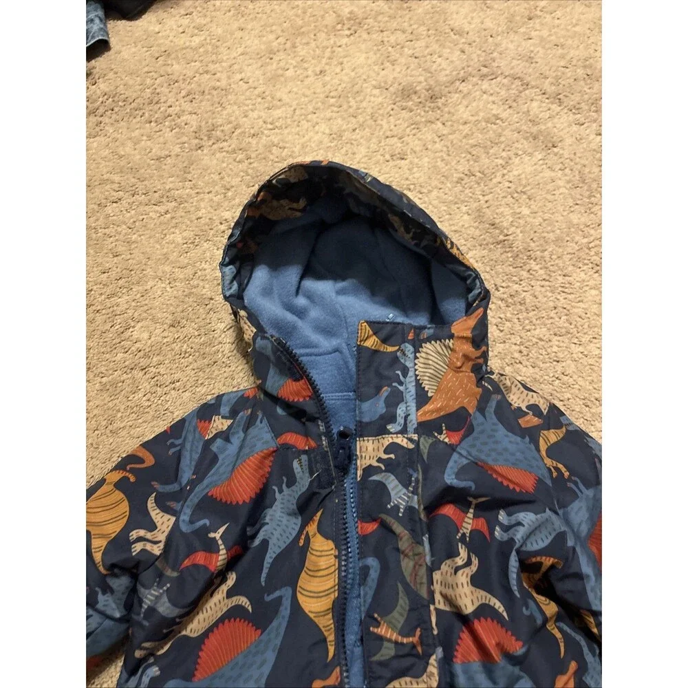 The Children's Place Boys Dinosaur Print 3 in 1 Hooded Blue Orange 3T